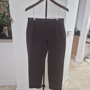 Theory Women's Black and Red Checkered Cropped Pants